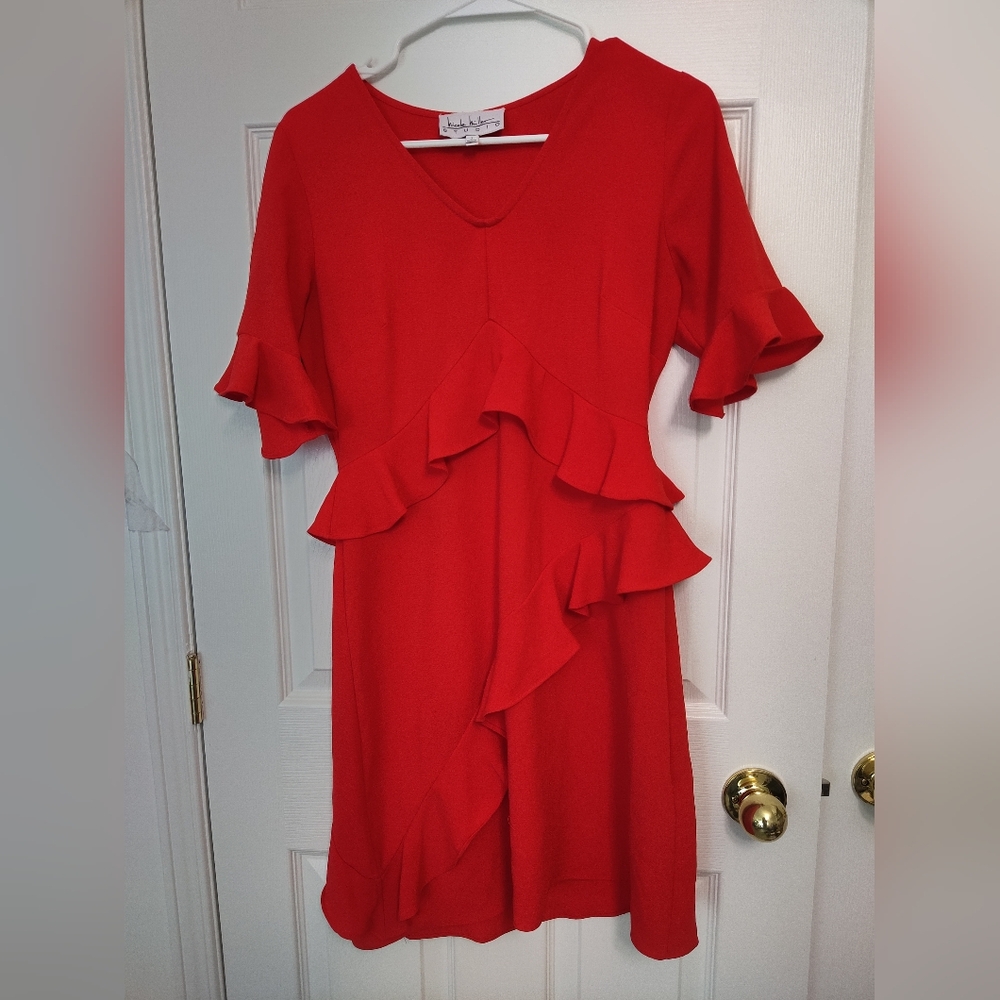Red Nicole Miller Studio Short Sleeve Dress